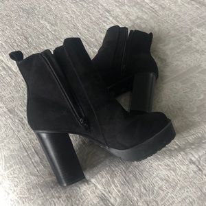 high heel black booties